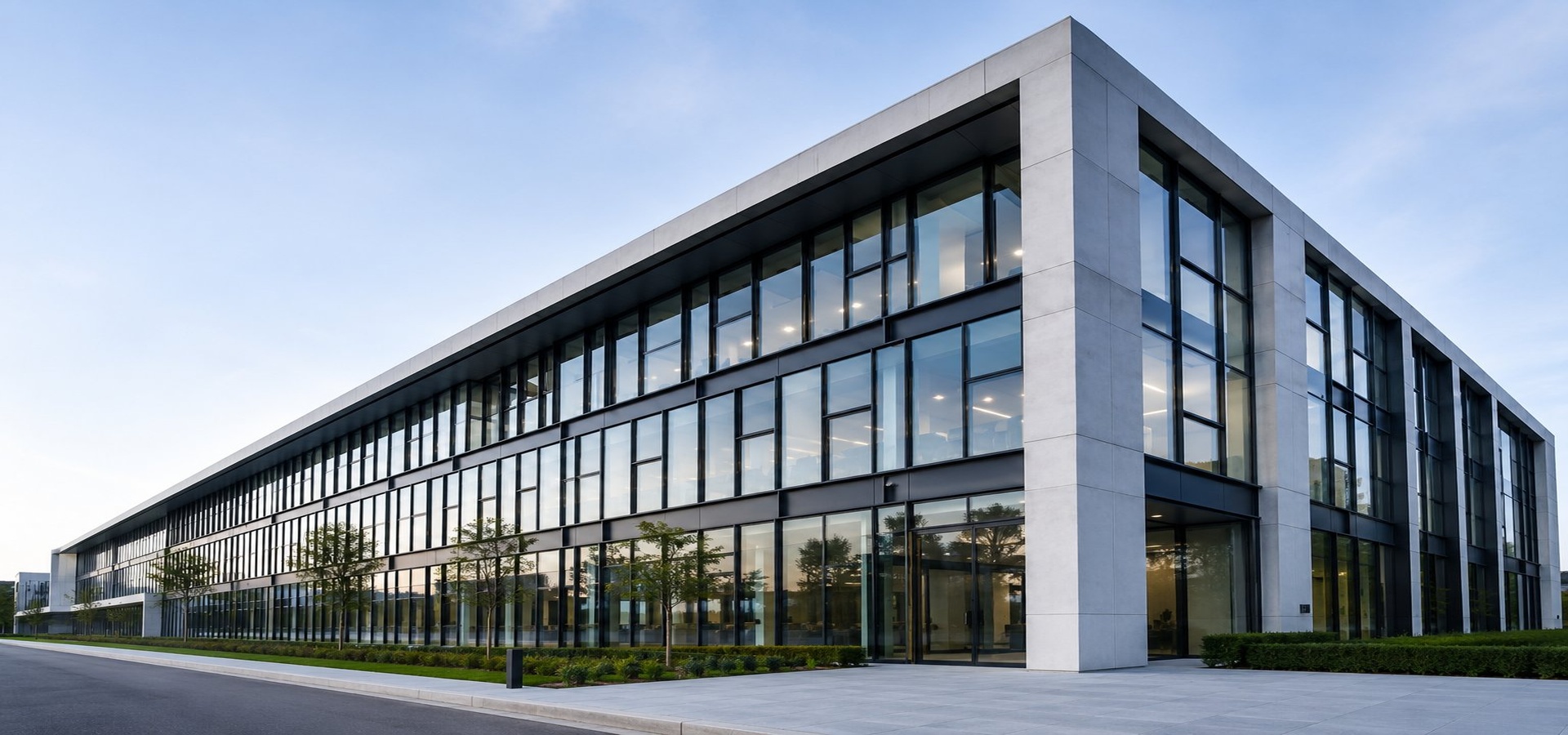 Modern aluminium and glass building